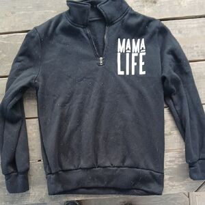 Black 'Mama Life' Pullover Sweatshirt